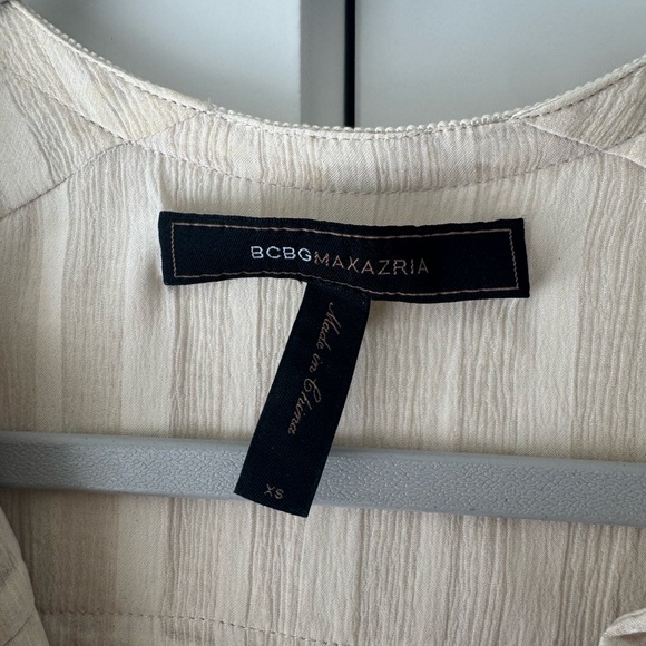 BCBGMaxAzria Cream Ruffle Tie-Front Blouse - Picture 2 of 2